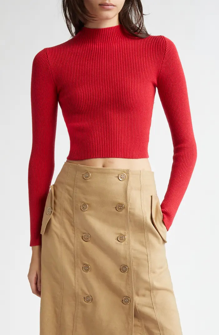 FARM Rio Long Sleeve Rib Crop Top | Nordstrom | Nordstrom