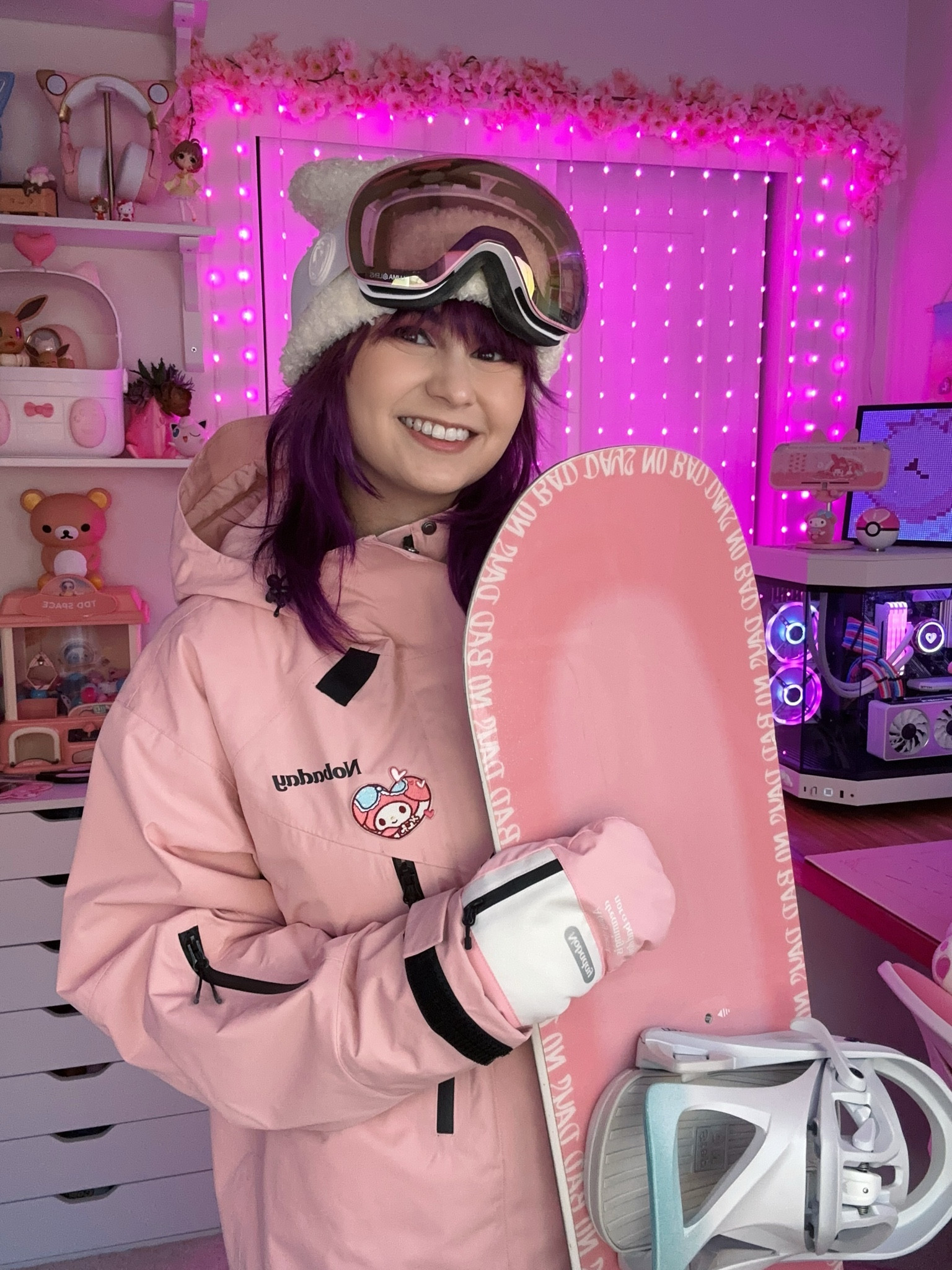 Baggy pink snowboard fit! 🏂🩷 So comfy and cozy on the slopes~ 🥰 I even brought this combo with me to snowboard in Japan! Here are some of the other items and accessories I paired with this look:

- NOBADAY Juicy Candy Snowboard 142cm ❄️
- Women’s Smith Mirage snowboard helmet (when on the slopes to protect my head!) + magnetic cat ears 🐱
- Dragon X1s goggles
- My Melody embroidered patch to customize my jacket
- Burton Step-On Bindings & Boots

The jacket + pants (NOBADAY) I’m wearing aren’t available at the moment, but I linked some super cute alternatives in similar shades of pink from brands I trust + accessories too! 💕

Snowboard and ski gear from brands change every year! Wish I could share these exact items with y’all! 🥺

🏂❄️🏂❄️🏂❄️🏂

snowboard outfit, cute snowboard gear, snowboarding, winter outfits, ski outfits, skiing, pink snowboard outfit, rabbit ear hood, rabbit ear balaclava, nobaday snowboard outfit, snowboard bibs, My Melody, Sanrio, seasonal, snowboard apparel, ski apparel, winter apparel, iron on patch, embroidered patch, baggy snowboard outfit, customization,  snowboarding in Japan, travel, activewear, active wear

#LTKSeasonal #LTKTravel #LTKActive