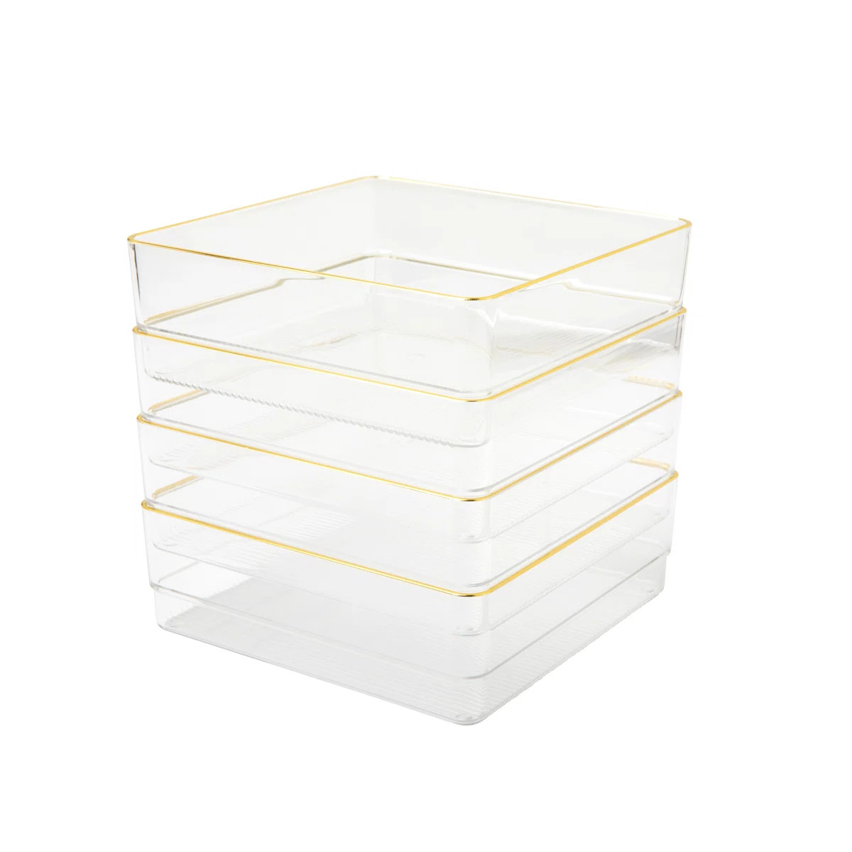 Martha Stewart Kerry Plastic Stackable Office Desk Drawer Organizers with Metallic Trim, 6" x 6" ... | Wayfair North America