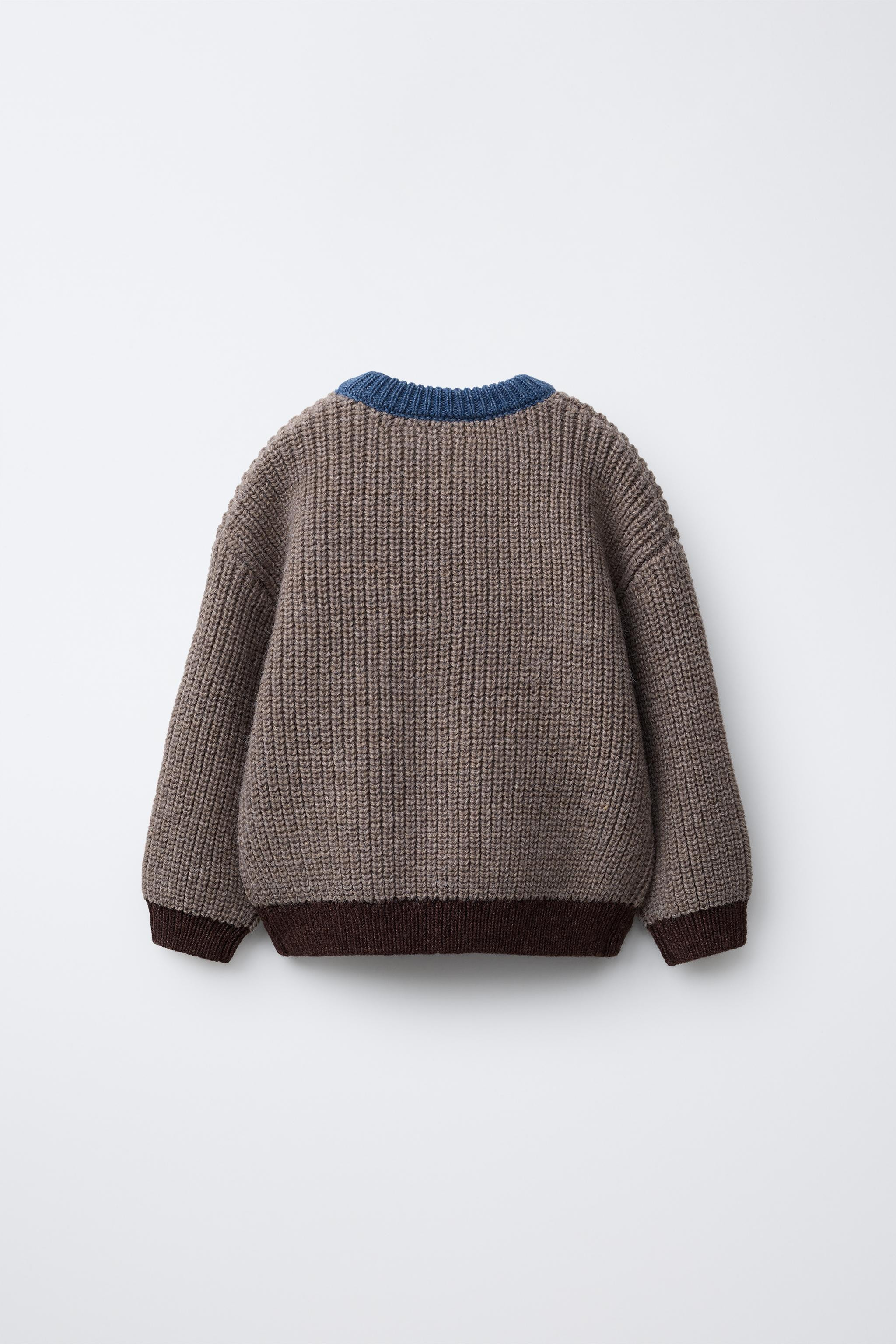 CONTRAST TRIM CHUNKY KNIT SWEATER | Zara US