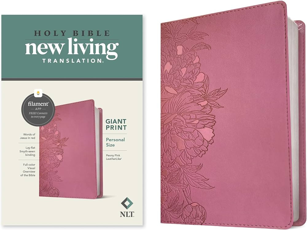 NLT Personal Size Giant Print Bible, Filament-Enabled Edition (LeatherLike, Peony Pink, Red Lette... | Amazon (US)