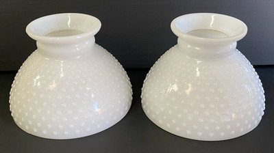 Lamp Shade Set of 2 Milk Glass GWTW 8" HOBNAIL Vintage Light Diffuser | eBay US