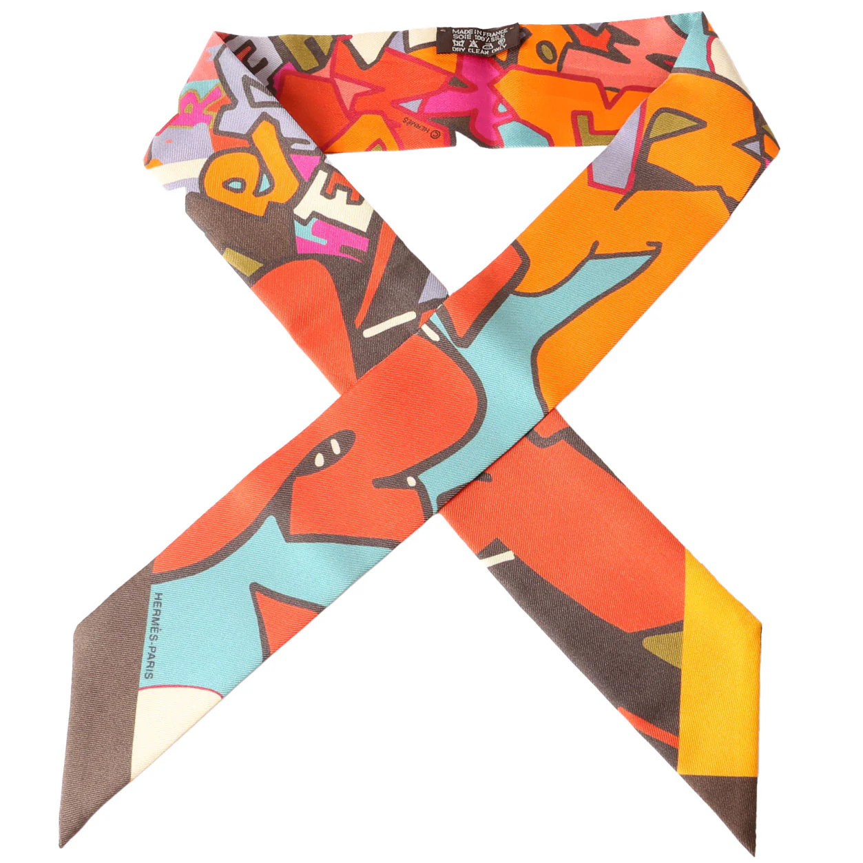 Graff Graffiti Twilly Silk Scarf Multicolor | Keeks Designer Handbags
