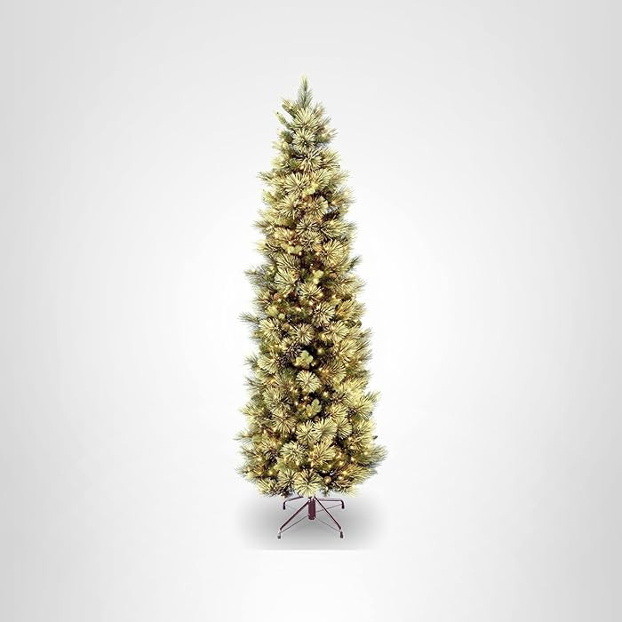 National Tree Company 7.5 ft Pre-LitCarolina Pine Slim Artificial Christmas Tree, 600 Clear Light... | Amazon (US)