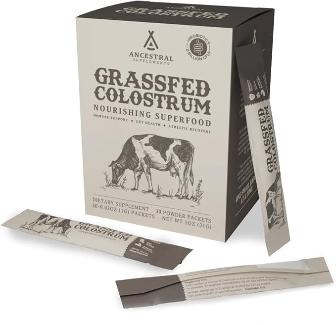 Ancestral Supplements Grass Fed Beef Bovine Colostrum Powder Packets, Immune Support Supplement, ... | Amazon (US)