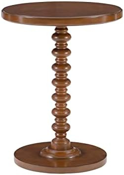 Creative Co-Op Stacked Pedestal Cocktail Side Table, Dark Chestnut | Amazon (US)