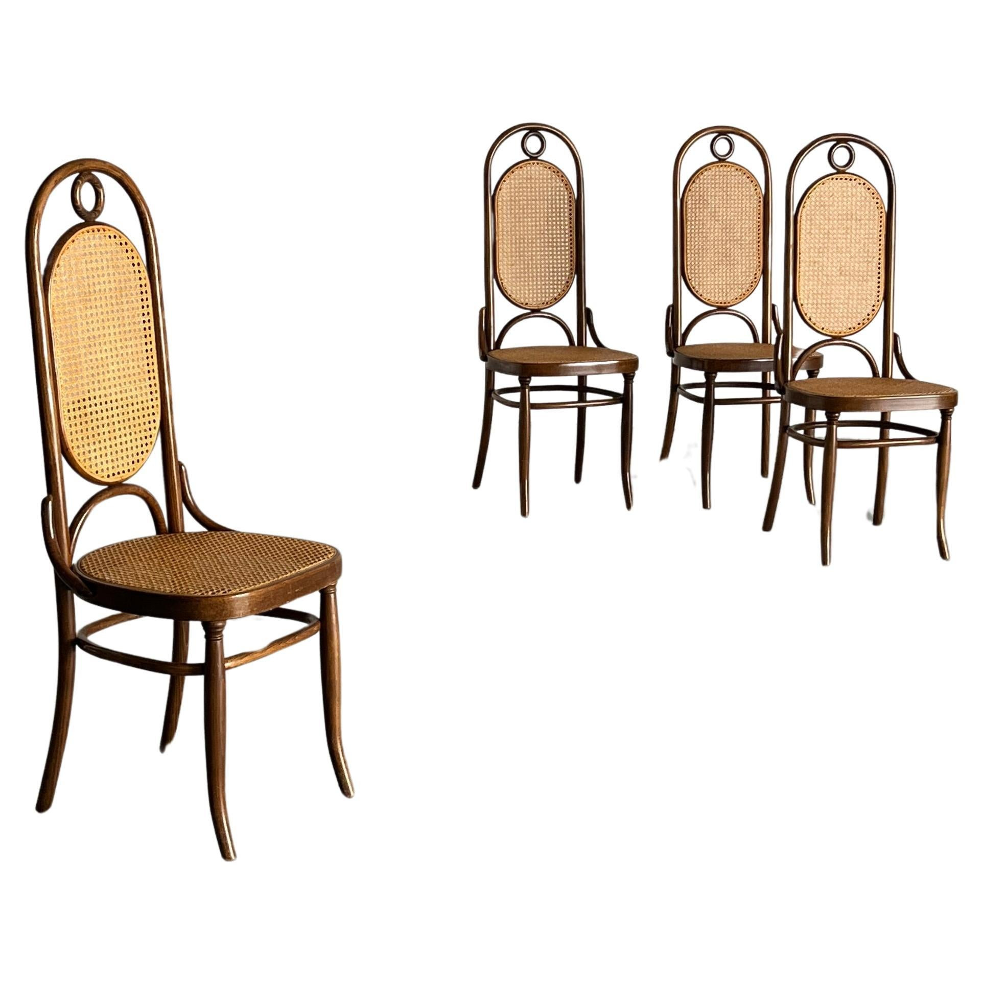 Set of 4 Vintage Thonet Mundus 207R Bentwood High Backrest Bistro Chairs, 1970s | 1stDibs