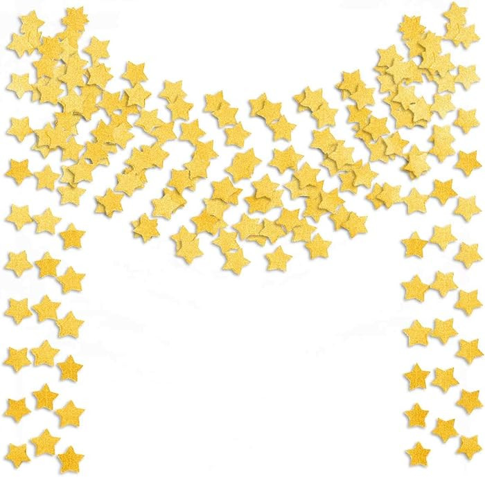 6 Pcs Gold Glitter Star Paper Garland Twinkle Bunting Banner Hanging Decorations for Christmas Bi... | Amazon (US)