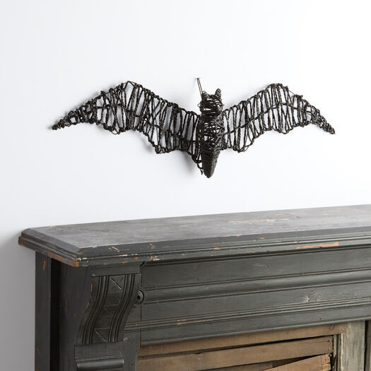 Large Black Paper Rope and Metal Bat Hanging Decor by World Market | World Market