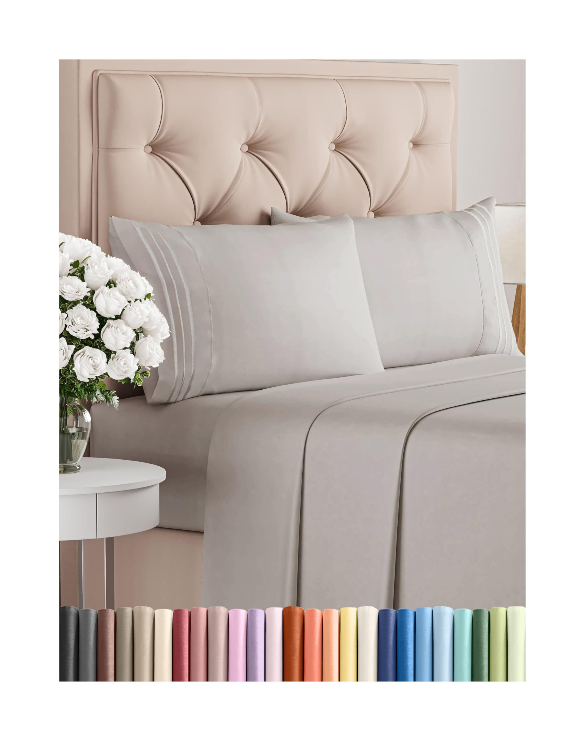 Queen Size 4 Piece Sheet Set - Comfy Breathable & Cooling Bed Sheets Set - Hotel Luxury Bedding f... | Amazon (US)