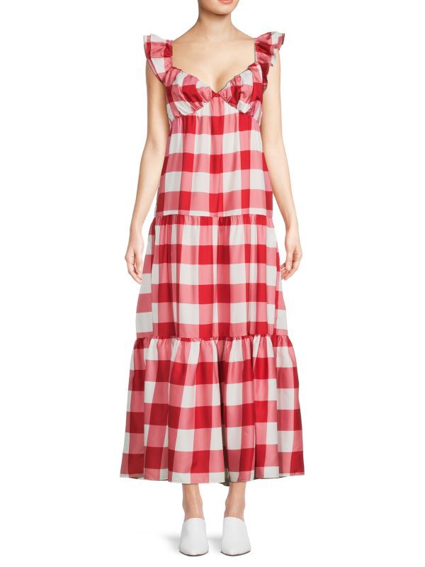 ​Tiered Gingham Maxi Dress | Saks Fifth Avenue OFF 5TH