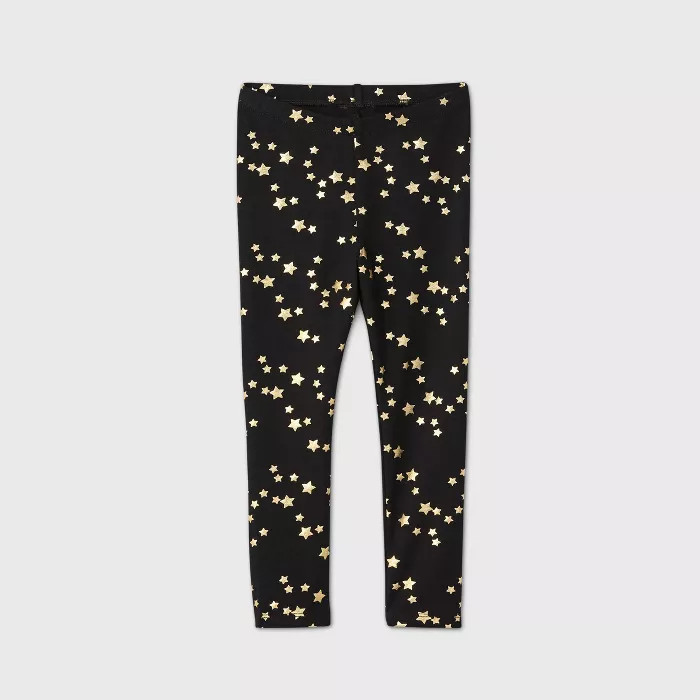 Toddler Girls' Star with Shine Leggings - Cat & Jack™ Black | Target