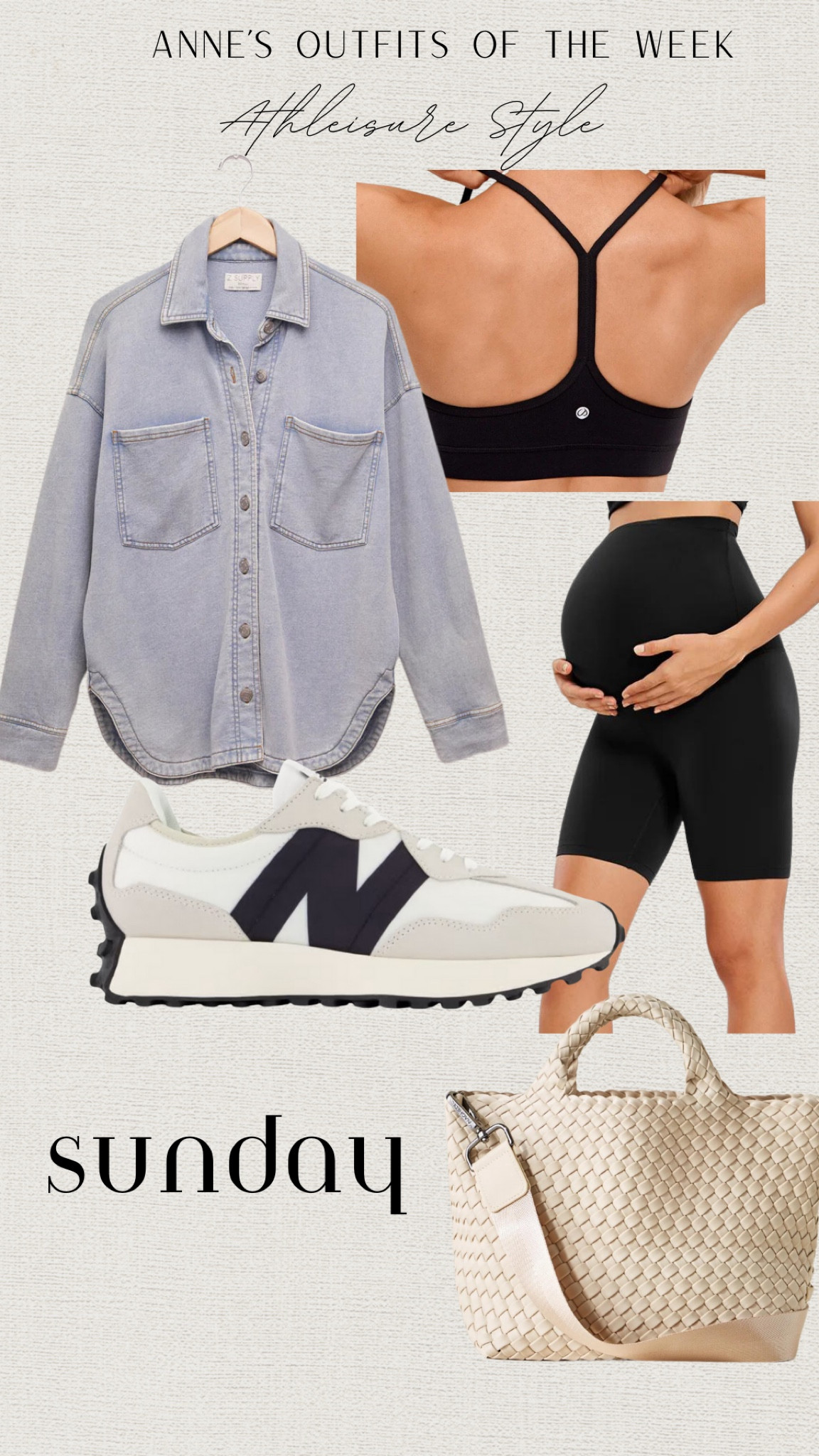 Perfect athleisure outfit for maternity and beyond!

High-waisted biker shorts come in maternity and regular women’s.

Amazon matching set is extremely budget friendly. Sneakers are a favorite and bag is perfect for everyday wear! The cotton jacket is perfect for travel and can be worn for maternity and postpartum (it is regular women’s). 



#LTKBump #LTKItBag #LTKTravel