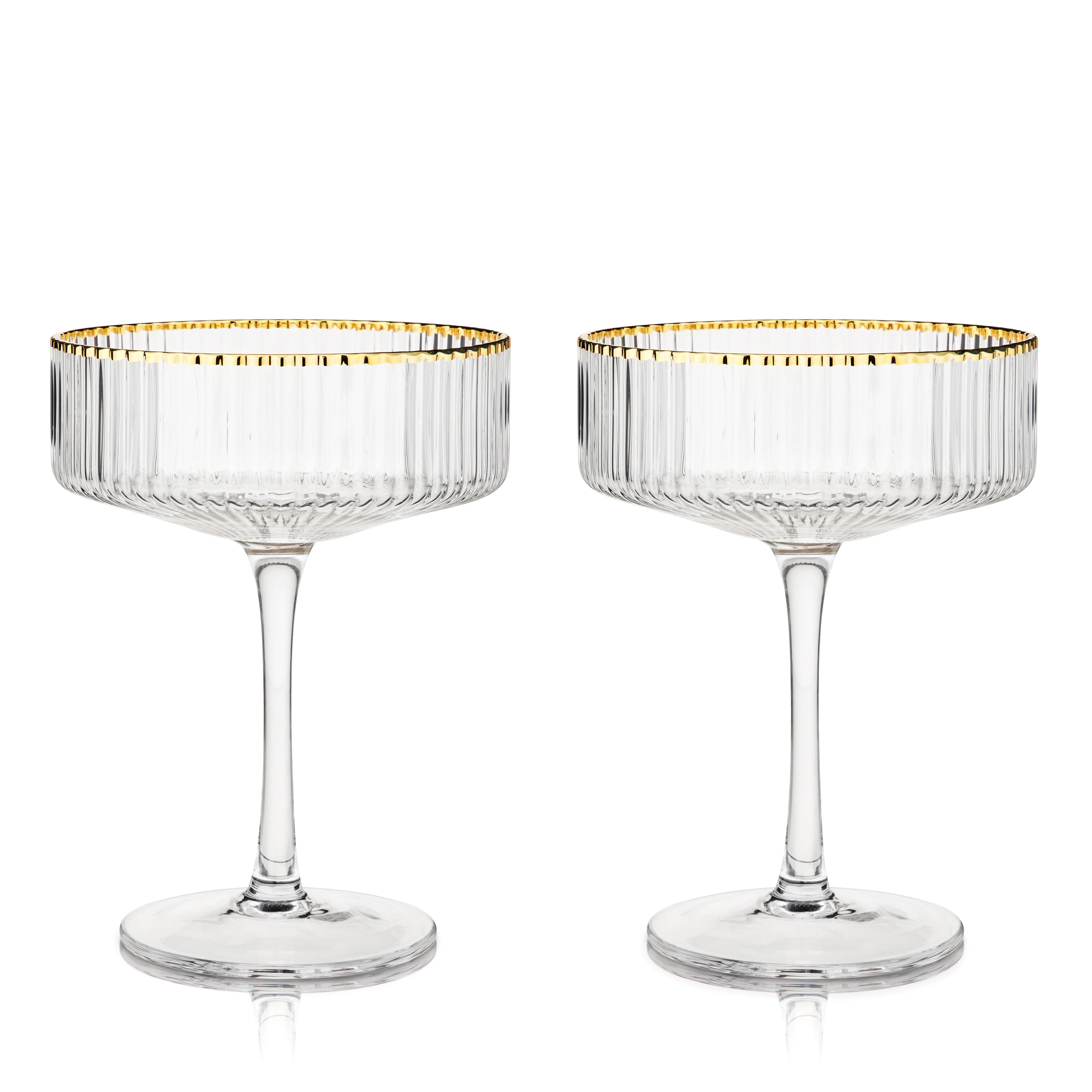 Viski Meridian Vintage Coupe Glasses, Art Deco Champagne Coupe Glassware, Gold Rimmed Stemmed Dri... | Wayfair North America