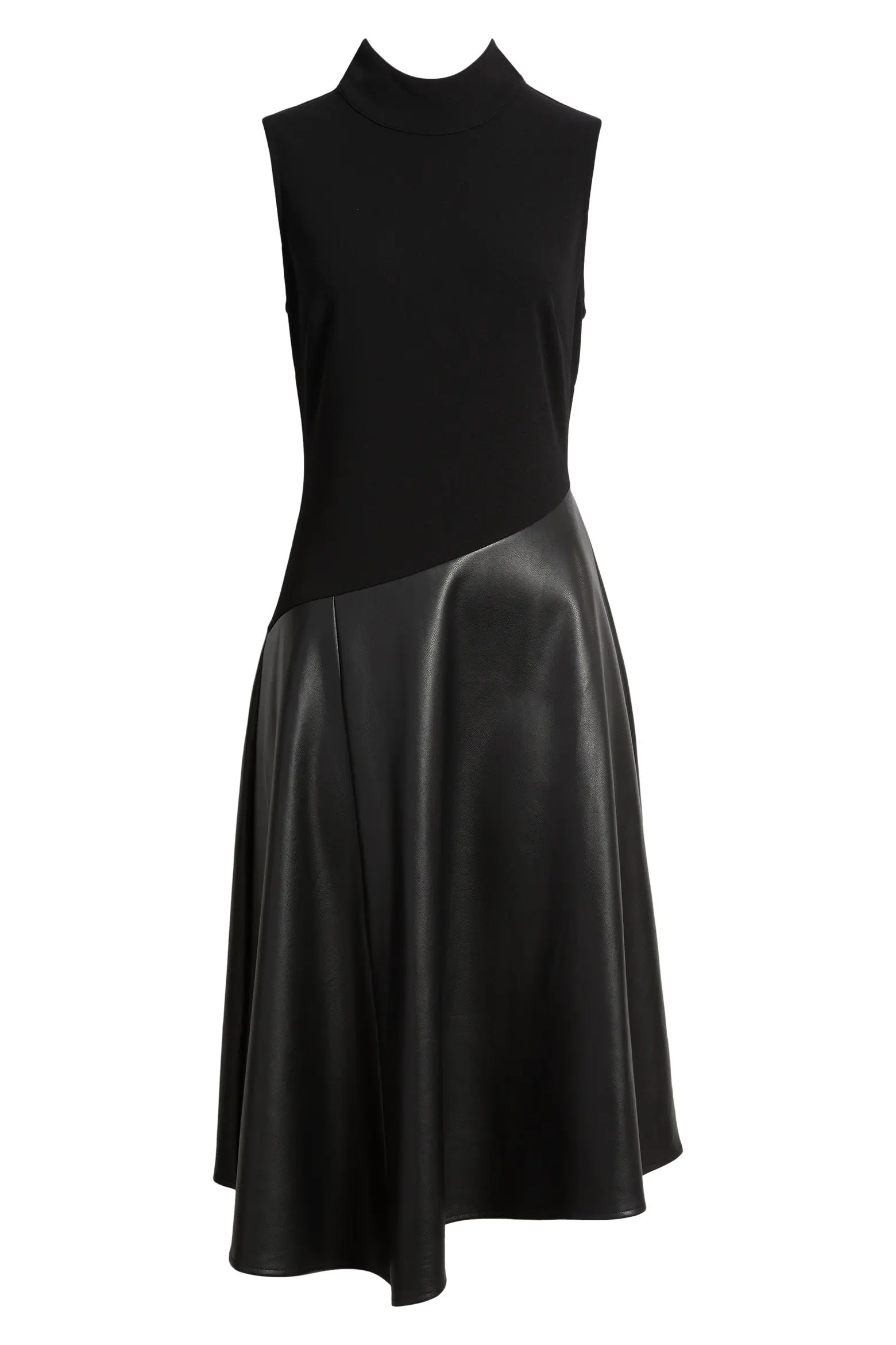 Mixed Media Asymmetric Mock Neck Midi Dress (Women) | Nordstrom | Nordstrom