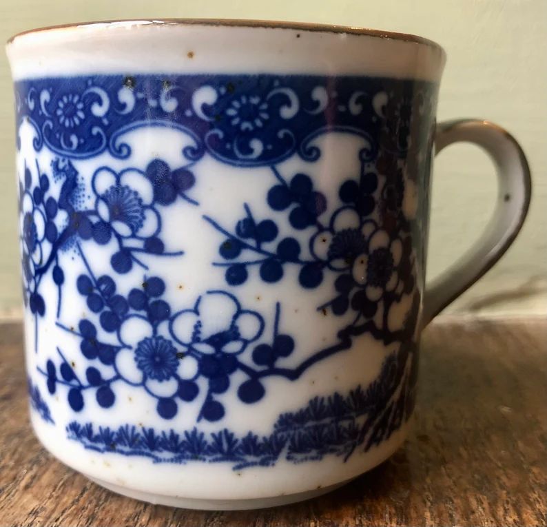Pretty Vintage Blue and White Floral Mug | Etsy (UK)