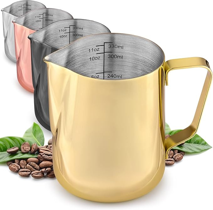 12oz/350ml Milk Frothing Pitcher Stainless Steel – Best Milk Frother Steamer Cup - Easy to Read... | Amazon (US)