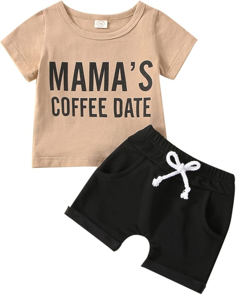Baby Boys 2Pcs Summer Outfits Short Sleeve T-Shirt Tops Elastic Waistband Shorts Set Toddler Clothes | Amazon (US)