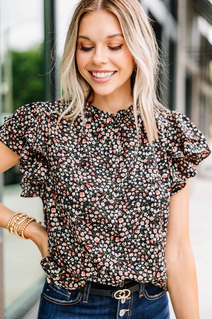 On My Heart Black Ditsy Floral Blouse | The Mint Julep Boutique