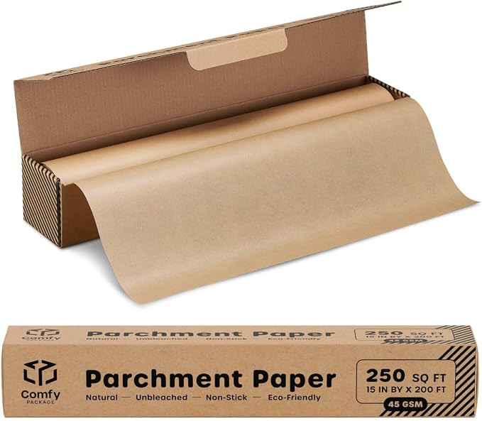 Comfy Package [15 in x 200 ft, 250 Sq.Ft] Unbleached Parchment Paper for Baking, Non-Stick Brown ... | Amazon (US)