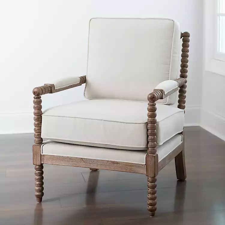 Ivory Spencer Spindle Armchair | Kirkland's Home