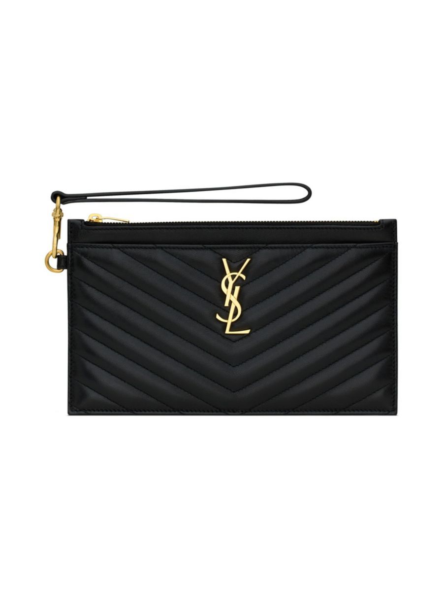 Saint Laurent Cassandre Matelassé Large Zipped Pouch In Lambskin | Saks Fifth Avenue