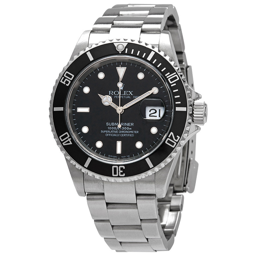 Pre-owned Rolex Submariner Automatic Chronometer Black Dial Mens Watch 16610BKSO | Jomashop.com & JomaDeals.com