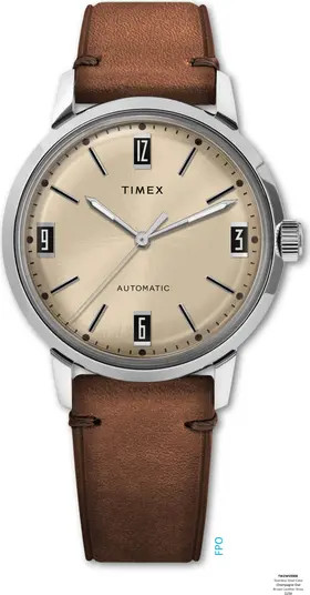 Marlin Automatic Leather Strap Watch, 40mm | Nordstrom