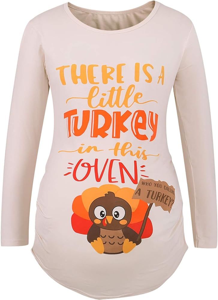 Minseng Direct Wowen Thanksgiving Maternity Shirt Mommy Turkey Pregnant T-Shirt | Amazon (US)