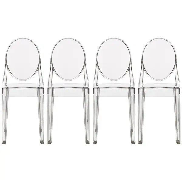 2xhome – Set of 4 Clear Modern Dining Chair Armless No Arm Side Chairs Stackable Plastic Chairs Home | Bed Bath & Beyond