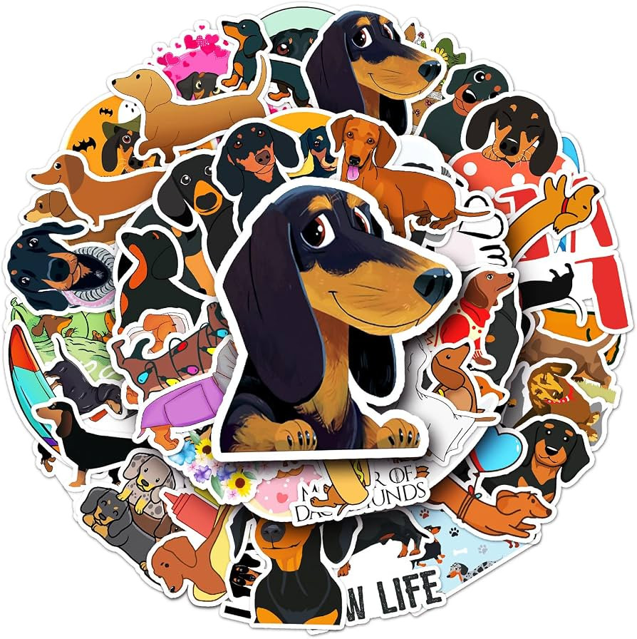 50Pcs Cute Dachshund Stickers, Funny Wiener Dog Waterproof Vinyl Stickers, Aesthetic Sausage Dog ... | Amazon (US)