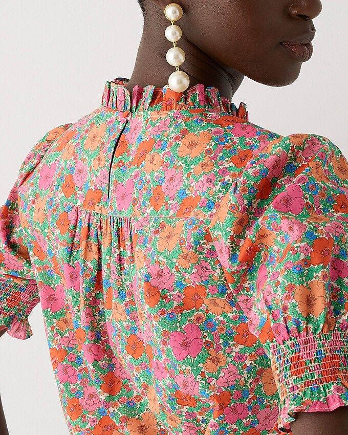 Smocked puff-sleeve top in Liberty® Meadow Song fabric | J.Crew US