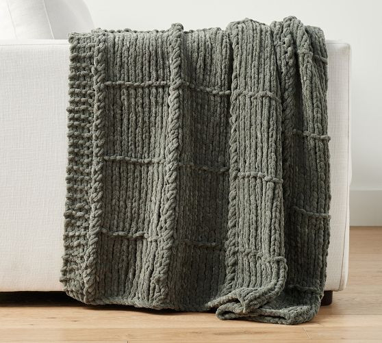 Chenille Windowpane Throw | Pottery Barn (US)