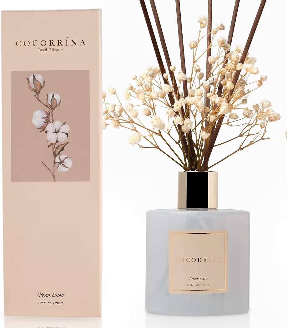 Cocorrína Reed Diffuser Set, Clean Linen 6.7 fl oz Scented Diffuser with Sticks Home Fragrance R... | Amazon (US)