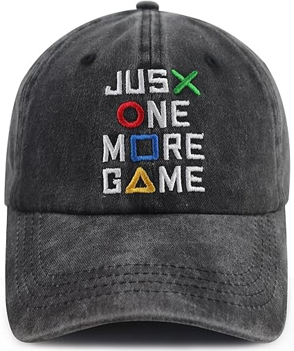 Just One More Game Hat for Men Women, Funny Adjustable Cotton Embroidered Gamer Baseball Cap | Amazon (US)