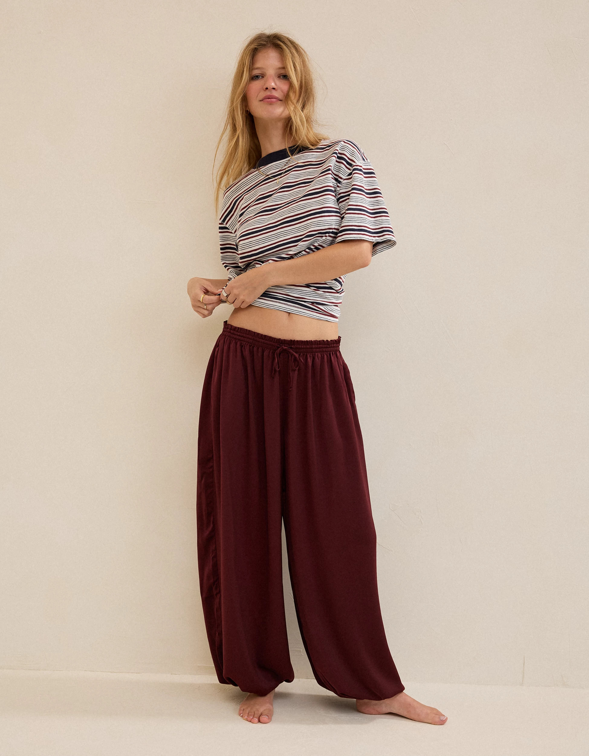 OVERSLEPT by Aerie Liquid Satin Balloon Pant | American Eagle Outfitters (US & CA)