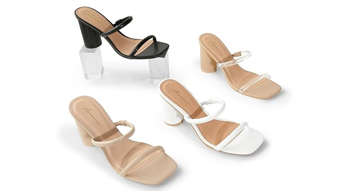 The Drop Women's Avery Square Toe Two Strap High Heeled Sandal | Amazon (US)