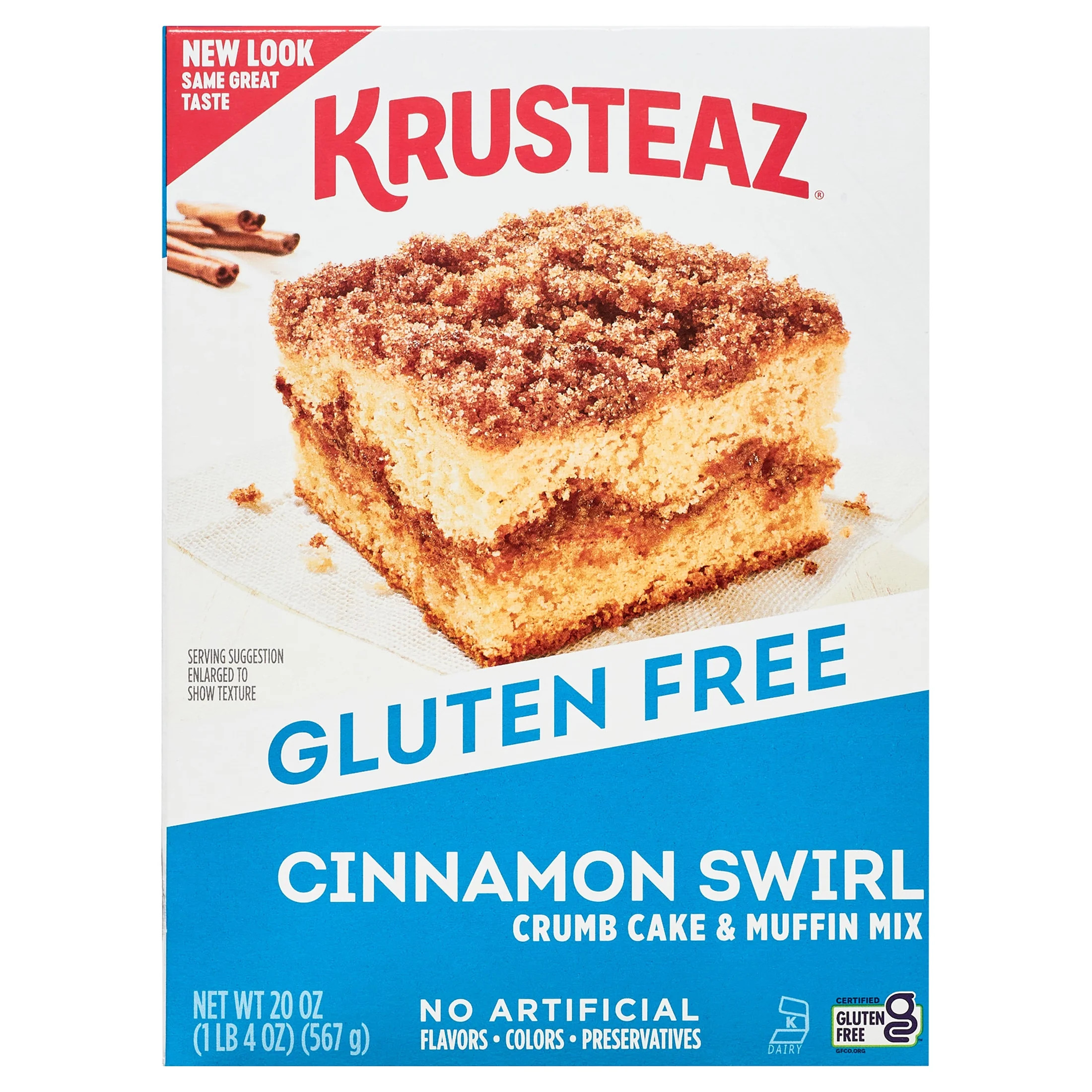 Krusteaz Gluten Free Cinnamon Swirl Crumb Cake & Muffin Mix, 20 oz Box | Walmart (US)