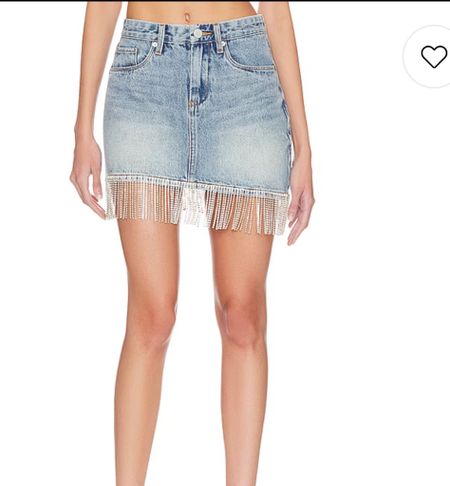 Coastal cowgirl, jean skirt, festival skirt, concert outfit, fringe jean skirt, jean skirt with rhinestone fringe 

#LTKFestival #LTKSeasonal #LTKFind