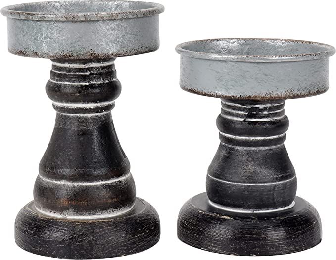 GenMous&Co. Decorative Candle Holders Pedestal Rustic Wood for Pillar Candle Farmhouse Candlestic... | Amazon (US)