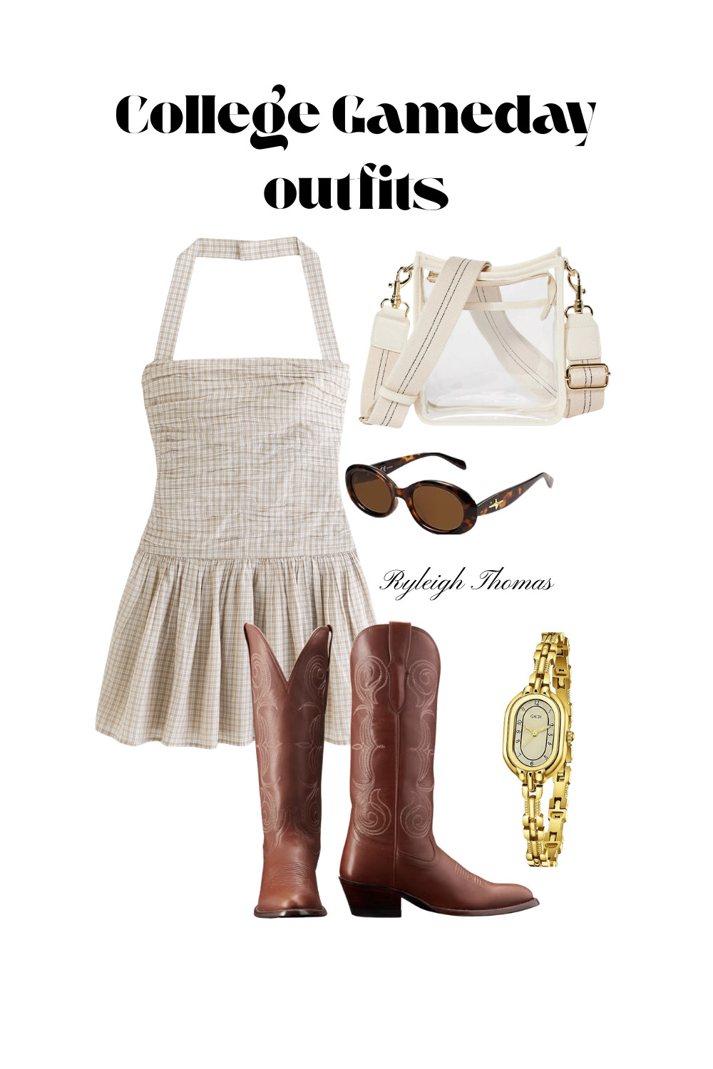 Game day ready 🤍🎉 The perfect college gameday dress styled with boots and accessories for a chic + spirited look. Whether you’re tailgating or heading to the stadium, this outfit works for any team and every football Saturday!  

 #LTKSeasonal #LTKStyleTip #LTKShoeCrush