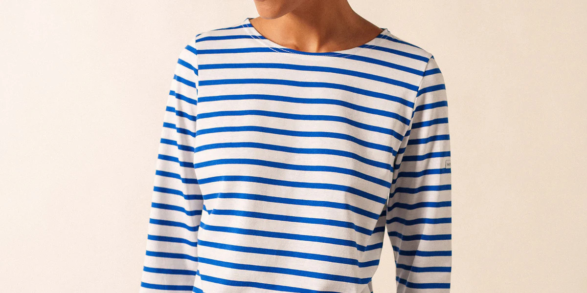 Galathee II Breton Striped Top (WHITE / ROYAL BLUE) | Saint James