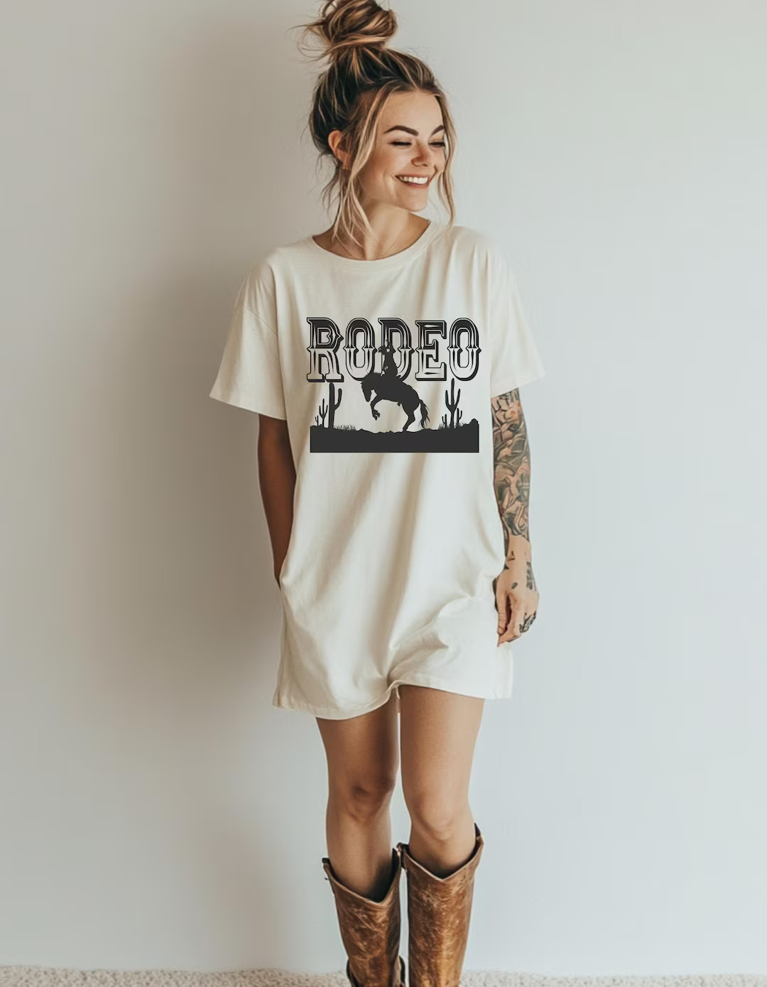 Rodeo T-shirt Dress - Western Cowgirl Rodeo Tee - Cowgirl Fashion - Country Music Festival Shirt,... | Etsy (US)