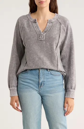 Blu Pepper Long Sleeve Knit Top in Charcoal at Nordstrom Rack, Size Large | Nordstrom Rack