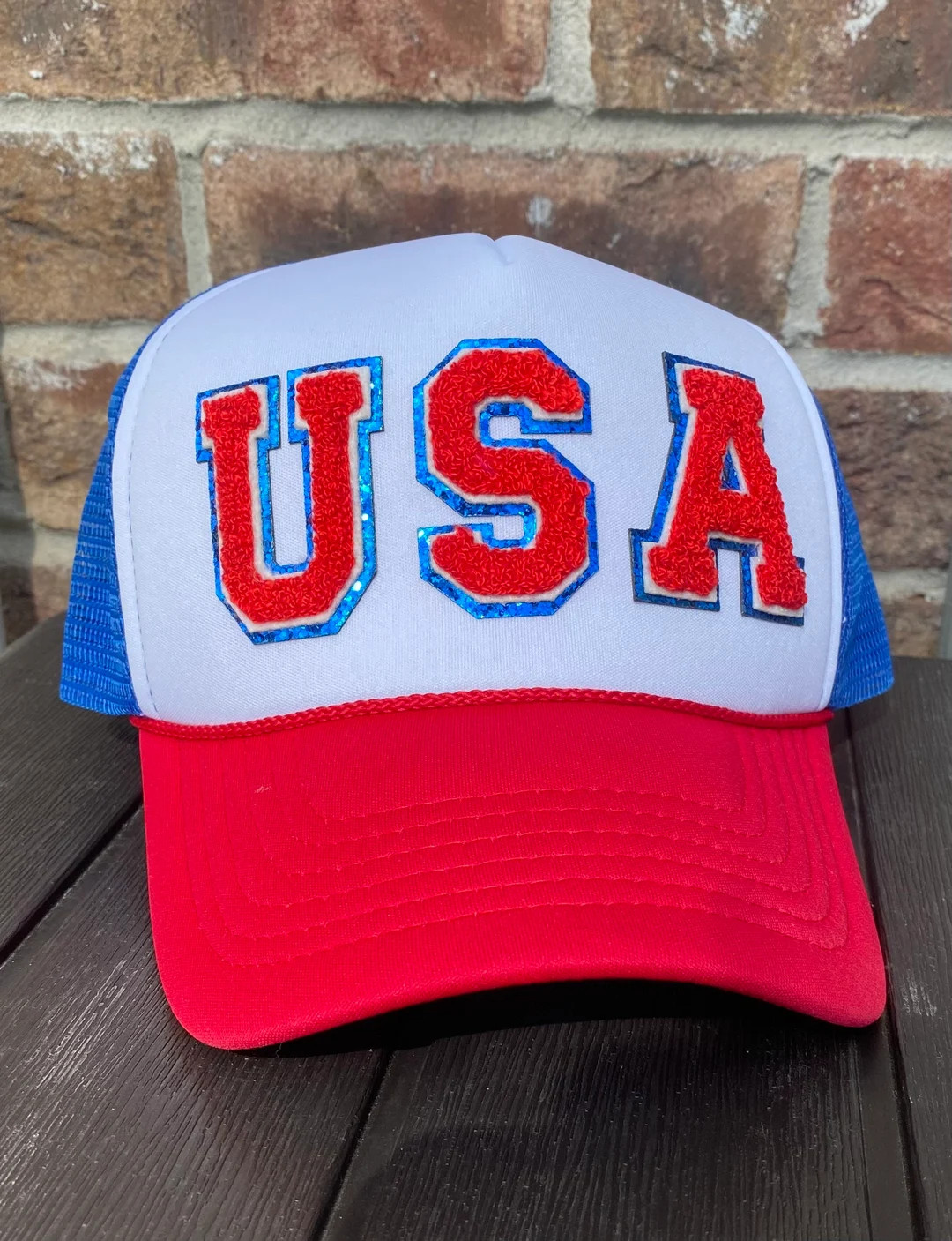 USA Chenille Patch Foam Hat | Chenille Patch Cap | Foam USA Cap | Foam Hat | Etsy (US)