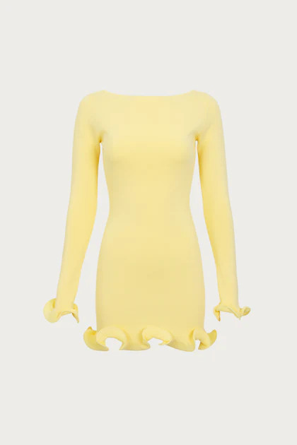Ruffle Hem Mini Dress (Butter Yellow) | SAME