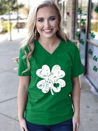 LOTUCY St. Patrick Day Green Shamrock Tee Shirt Women Clover Vintage Tee Top Four Leaf Retro V Ne... | Amazon (US)