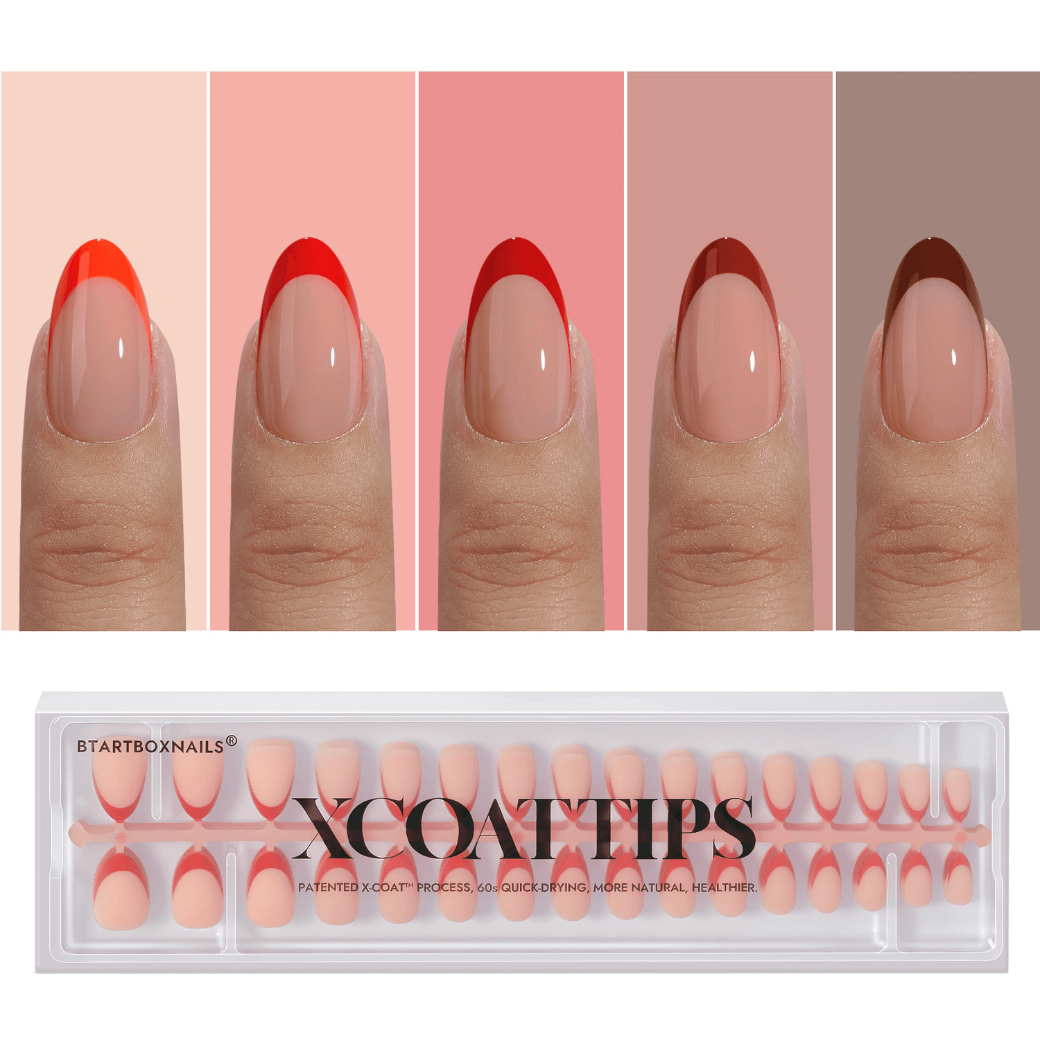 BTArtbox XCOATTIPS® French - Short Almond Red Pastel Tips | Sally Beauty