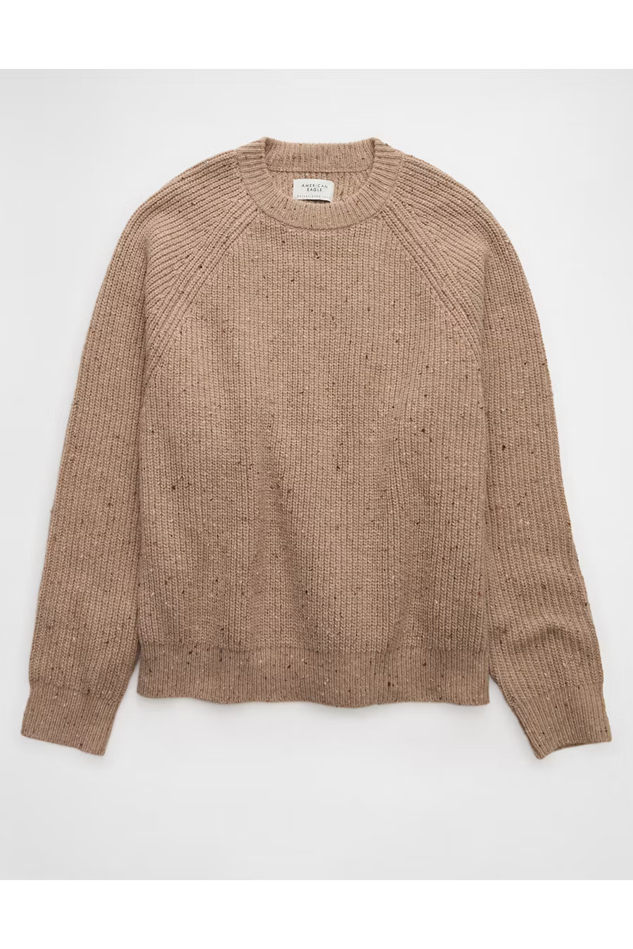 AE Cozy Cabin Crew Neck Sweater Men's Khaki S | American Eagle Outfitters (US & CA)