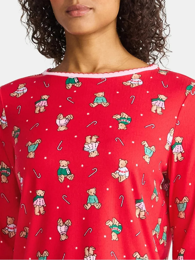 Christmas Women's and Women's Plus Long Sleeve Top and Wide Leg Pants Pajama Set from Holiday Tim... | Walmart (US)